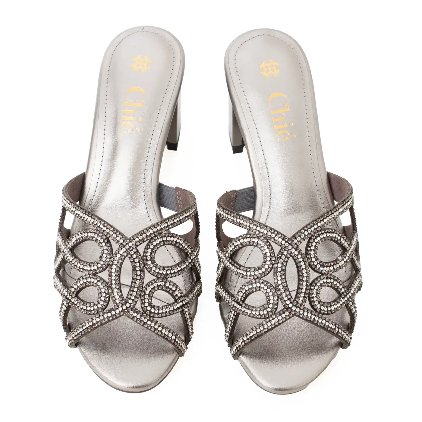 Chic Rhinestone Embellished Heeled Slipper